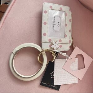 Nanette Lepore Pink and White Polka Dot Card Holder